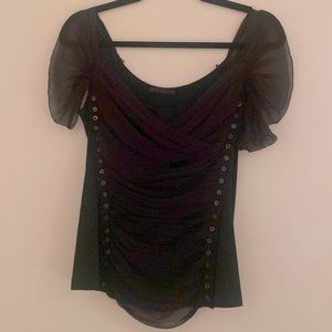 Black silk Donna Karen fairly new fitted top